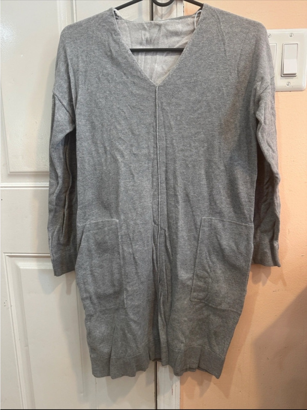 Light Gray V-Neck casual shirt dress